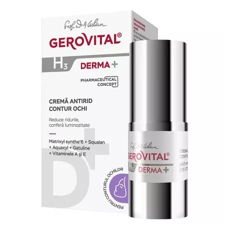Crema antirid contur ochi H3 Derma+, 15 ml, Gerovital