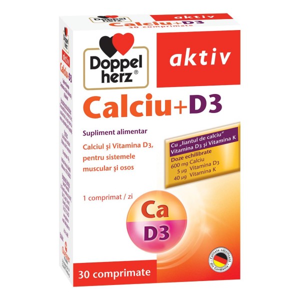 Calciu + D3 pentru oase si muschi, 30 comprimate, Doppelherz