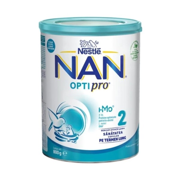 Formula de lapte de continuare Nan 2 Optipro HMO, +6 luni, 800 g, Nestle