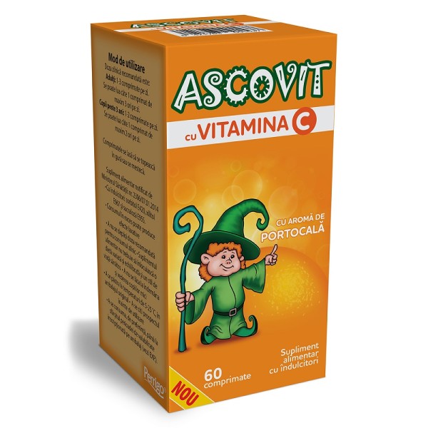Ascovit cu Vitamina C aroma de portocala, 60 comprimate, Omega Pharma