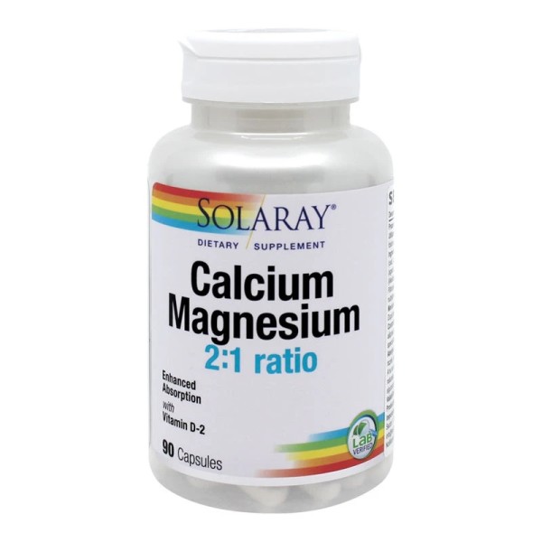 Calciu, Magneziu și Vitamina D Solaray, 90 capsule, Secom
