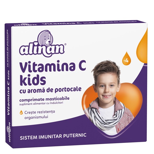 Vitamina C cu aromă de portocale pentru copii Alinan, 20 comprimate, Fiterman Pharma