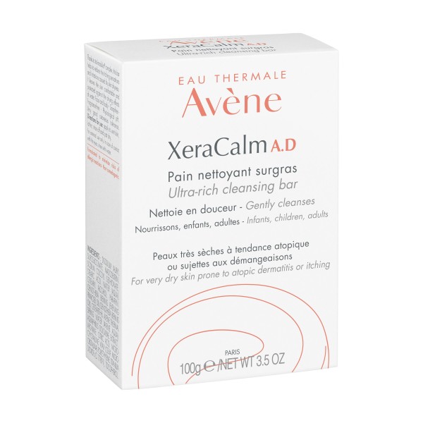 Sapun solid relipidant pentru igiena pielii uscate predispusa la dermatita atopica sau prurit XeraCalm AD, 100 g, Avene