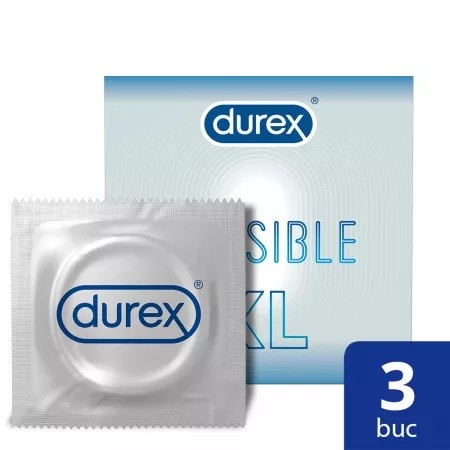 Prezervative Invisible XL, 3 bucti, Durex