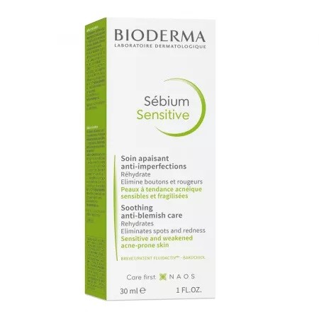 Fluid calmant și hidratant pentru pielea acneică Sebium Sensitive, 30 ml, Bioderma