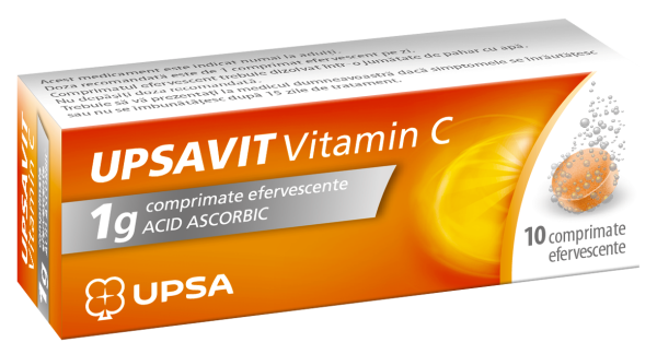 Upsavit Vitamin C, 10 comprimate efervescente, UPSA