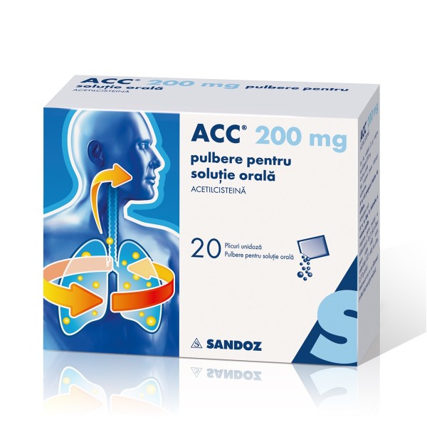 Acc, 200 mg pulbere pentru soluţie orală, 20 plicuri, Sandoz