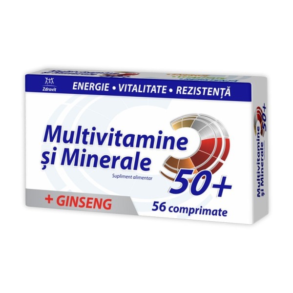 Multivitamine și Minerale cu Ginseng 50+, 56 comprimate, Zdrovit