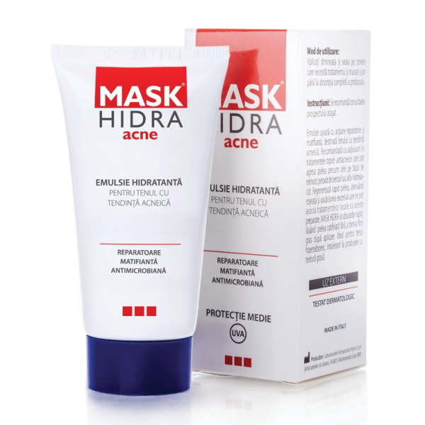 Emulsie hidratanta si matifianta Mask Hidra Acne, 50 ml, Meditrina Pharmaceuticals