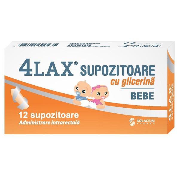 Supozitoare cu glicerina pentru bebelusi 4Lax, 12 bucati, Solacium Pharma