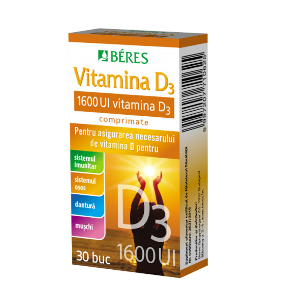 Vitamina D3 1600 UI, 30 comprimate, Beres