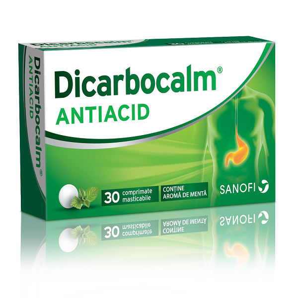 Dicarbocalm antiacid, 30 comprimate masticabile, Sanofi