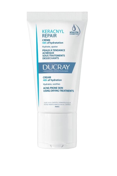 Crema hidratanta anti-imperfectiuni pentru tenul cu tendinta acneica Keracnyl Repair, 50 ml, Ducray