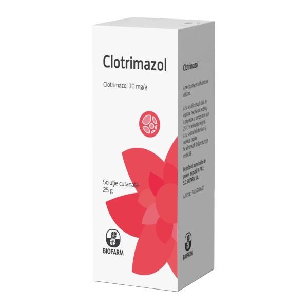 Clotrimazol solutie 10 mg/ml, 25g, Biofarm