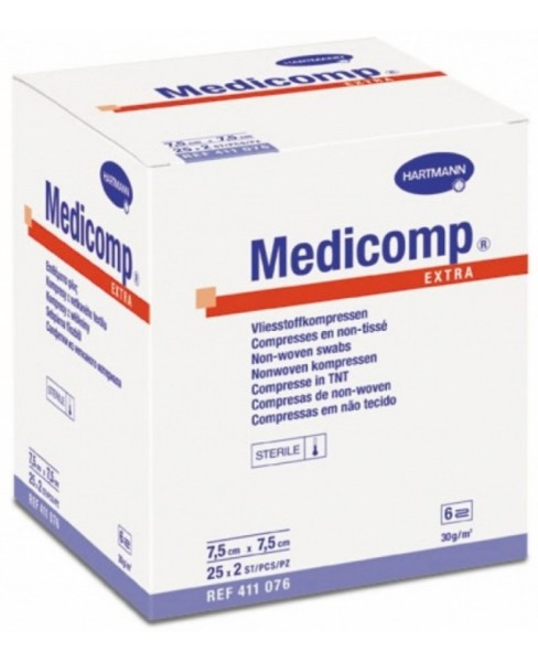 Comprese sterile Medicomp Extra, 7.5x7.5 cm (411076), 25 bucăți, Hartmann