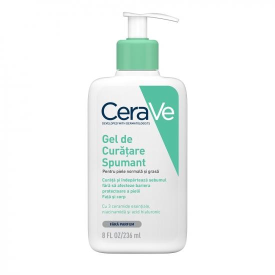 Gel de curățare spumant pentru piele normal-grasă, 236 ml, CeraVe