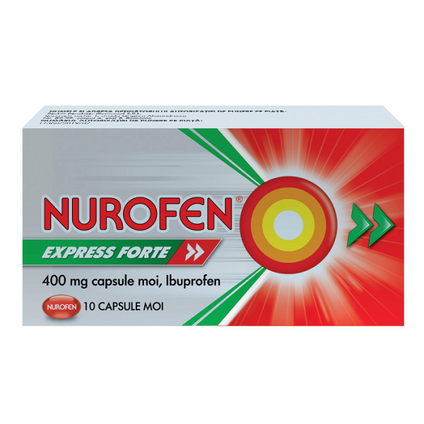 Nurofen Express Forte, 400 mg, 10 capsule moi, Reckitt Benckiser