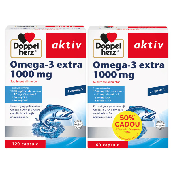Omega-3 extra 1000 mg x 120 capsule+60 capsule, Doppelherz