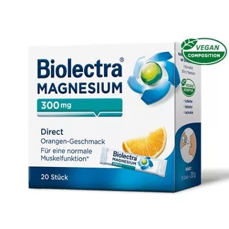 Biolectra Magneziu 300 mg Direct cu aromă de portocală, 20 plicuri, Hermes