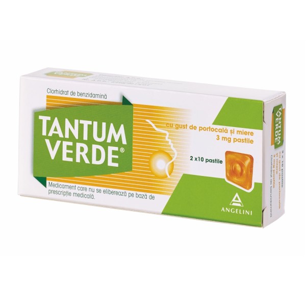 Tantum Verde cu aromă de portocale și miere, 20 dropsuri, Angelini