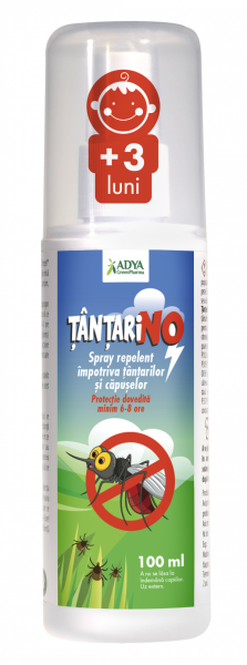 Spray repelent împotriva țânțarilor și căpușelor ȚÂNȚARINO, Adya, 100 ml