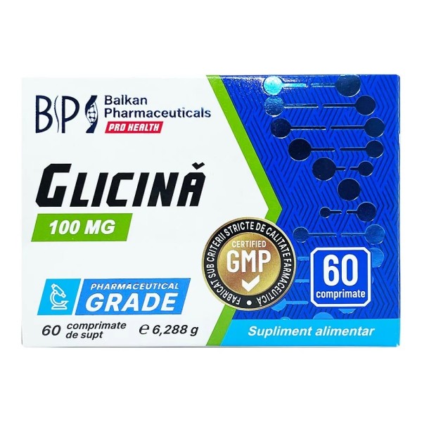 Glicina 100mg, 60 comprimate, Balkan Pharmaceuticals