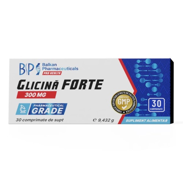 Glicina Forte 300mg , 30 comprimate, Balkan Pharmaceuticals