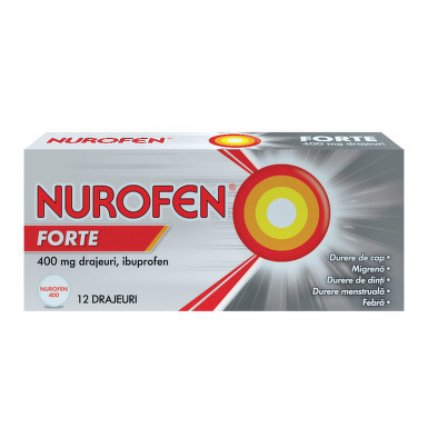 Nurofen Forte, 400 mg, 12 drajeuri, Reckitt Benkiser