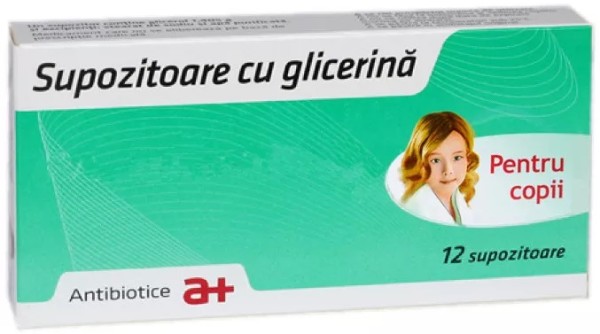 Supozitoare cu glicerină copii, 12 supozitoare, Antibiotice SA