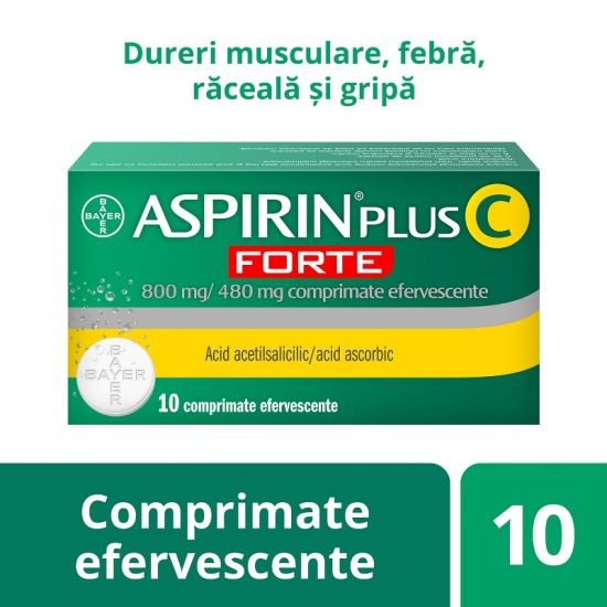 Aspirin Plus C Forte, 10 comprimate efervescente, Bayer