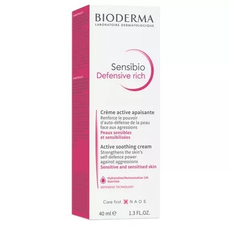 Crema calmanta Sensibio Defensive Rich, 40 ml, Bioderma