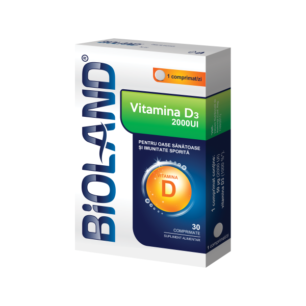 Bioland Vitamina D3, 2000UI, 30 comprimate