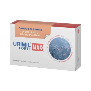 Urimil Forte Max, 30 capsule + Urimil Forte Neuro, 1 plasture cadou, Naturpharma