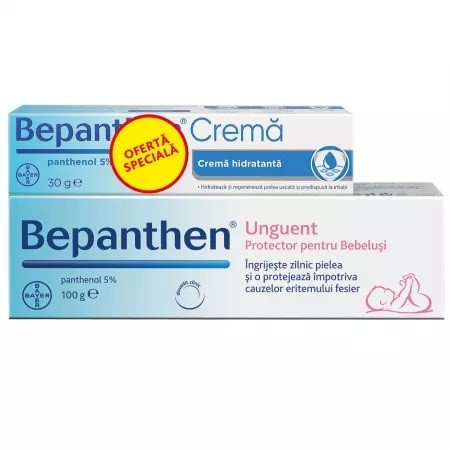 Unguent pentru iritatiile de scutec Bepathen, 100 g + Crema Bepanthen cu panthenol 5%, 30 g, Bayer