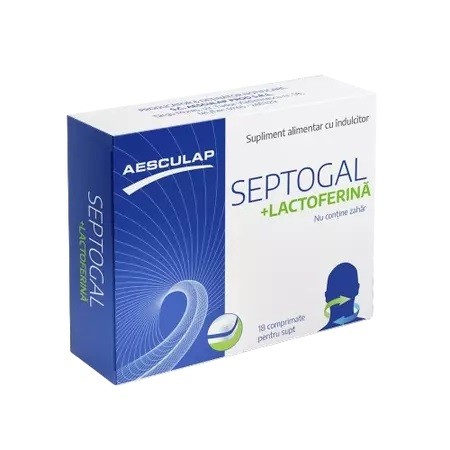 Septogal + lactoferina, 18 comprimate de supt, Aesculap